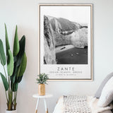 Zante Black And White Art Framed Canvas Prints Wall Art Home Decor, Floating Frame