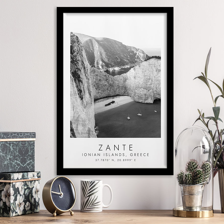 Zante Black And White Art Framed Art Prints Wall Art Decor, Framed Picture