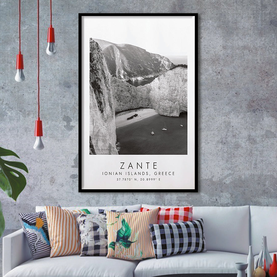 Zante Black And White Art Framed Art Prints Wall Art Decor, Framed Picture