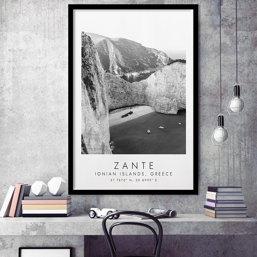Zante Black And White Art Framed Art Prints Wall Art Decor, Framed Picture