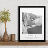 Zante Black And White Art Framed Canvas Prints Wall Art Home Decor, Floating Frame