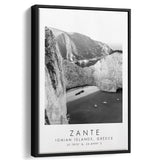 Zante Black And White Art Framed Canvas Prints Wall Art Home Decor, Floating Frame