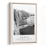 Zante Black And White Art Framed Canvas Prints Wall Art Home Decor, Floating Frame