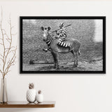 Zebra Prison Break Black And White Print, Comic Criminal Framed Canvas Prints Wall Art Home Decor,Floating Frame
