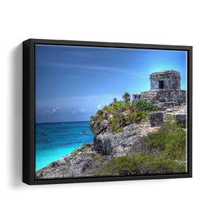 Zona Arqueologica Tulum Framed Canvas Wall Art - Canvas Prints, Prints For Sale, Painting Canvas,Framed Prints