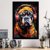 Bulldog Wearing Headphones V2 Framed Art Prints Wall Decor, Painting Art, Framed Picture