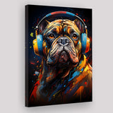 Bulldog Wearing Headphones V3 Canvas Prints Wall Art Home Decor, Painting Canvas, Living Room Wall Decor