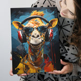 Giraffe Wearing Headphones With Sunglasses V1 Canvas Prints Wall Art Home Decor, Painting Canvas, Living Room Wall Decor