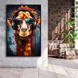 Giraffe Wearing Headphones With Sunglasses V2 Framed Canvas Prints Wall Art Home Decor, Painting Canvas, Floating Frame
