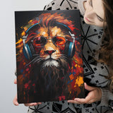 Lion Wearing Headphones With Sunglasses V2 Canvas Prints Wall Art Home Decor, Painting Canvas, Living Room Wall Decor