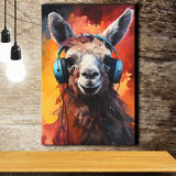 Llama Wearing Headphones V1 Canvas Prints Wall Art Home Decor, Painting Canvas, Living Room Wall Decor
