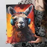 Llama Wearing Headphones V1 Canvas Prints Wall Art Home Decor, Painting Canvas, Living Room Wall Decor