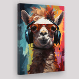 Llama Wearing Headphones With Sunglasses V7 Canvas Prints Wall Art Home Decor, Painting Canvas, Living Room Wall Decor