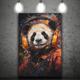 Panda Wearing Headphones V2 Canvas Prints Wall Art Home Decor, Painting Canvas, Living Room Wall Decor