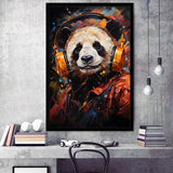 Panda Wearing Headphones V2 Framed Art Prints Wall Decor, Painting Art, Framed Picture