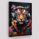 Tiger Wearing Headphones Glasses V2 Canvas Prints Wall Art Home Decor, Painting Canvas, Living Room Wall Decor