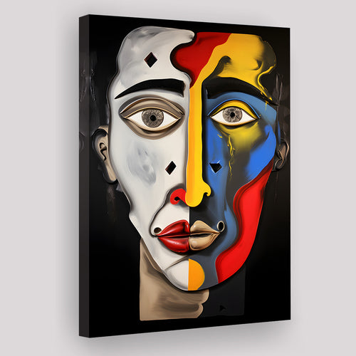 Abstract Art Contrast Face Unique Painting V2 Canvas Prints Wall Art Home Decor, Painting Canvas, Living Room Wall Decor
