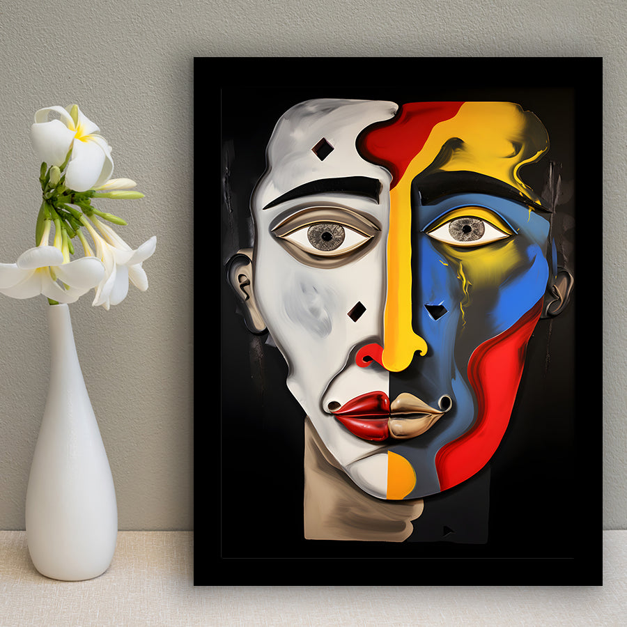 Abstract Art Contrast Face Unique Painting V2 Framed Art Prints Wall Decor, Painting Art, Framed Picture