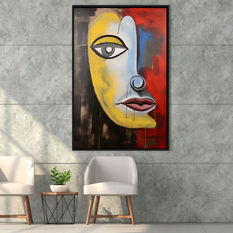 Abstract Art Lips And Eye Painting Unique Art V1 Framed Canvas Prints Wall Art Home Decor, Painting Canvas, Floating Frame