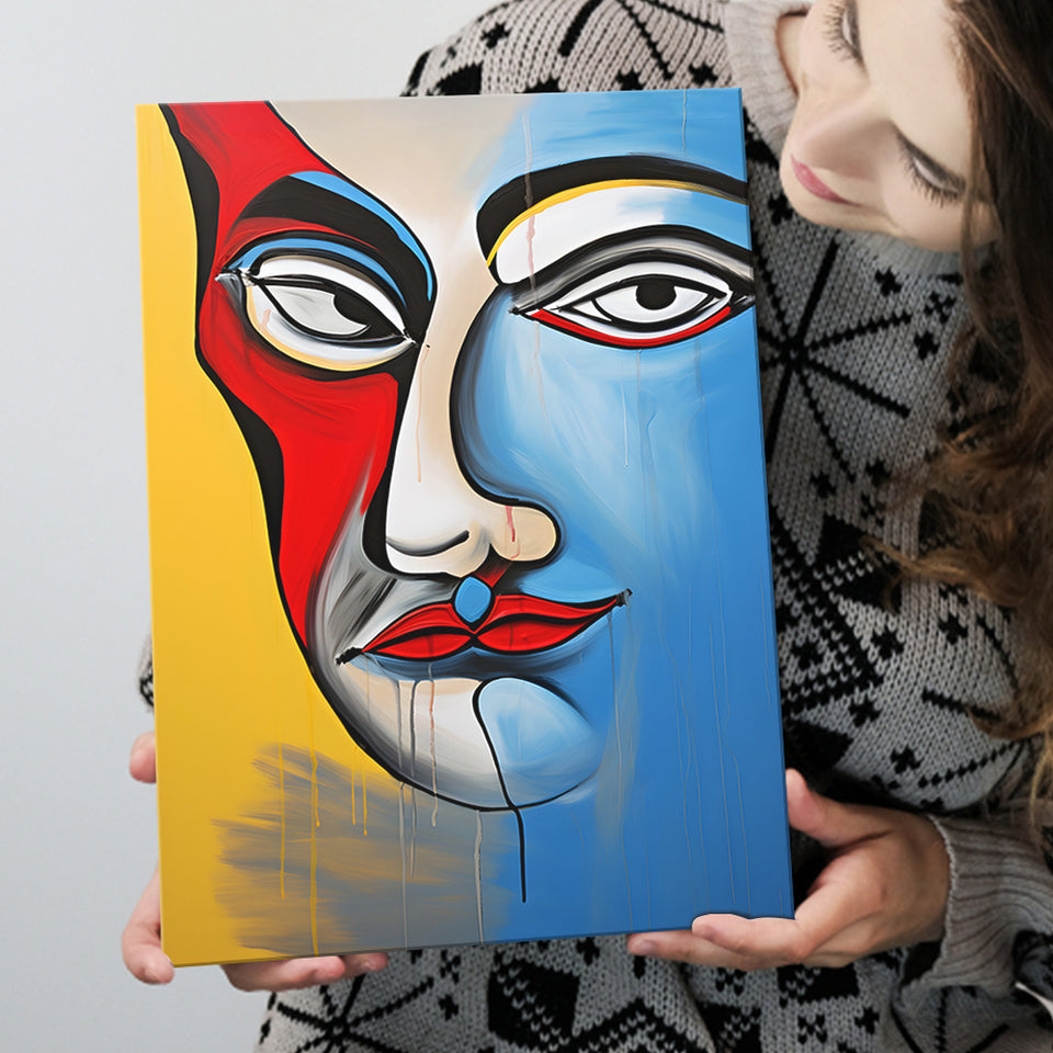 Abstract Face Art Mixed Color Canvas Prints Wall Art Home Decor, Painting Canvas, Living Room Wall Decor