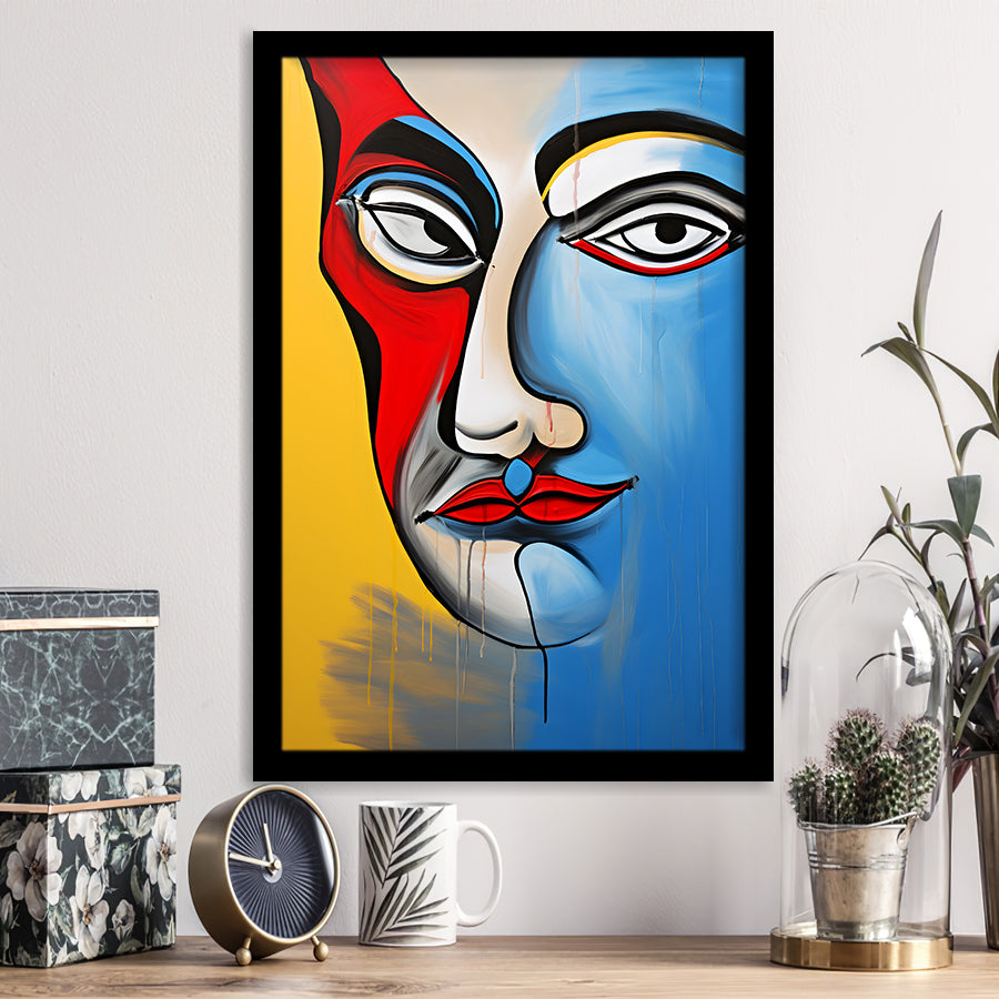 Abstract Face Art Mixed Color Framed Art Prints Wall Decor, Painting Art, Framed Picture