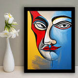 Abstract Face Art Mixed Color Framed Art Prints Wall Decor, Painting Art, Framed Picture