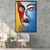 Abstract Face Art Mixed Color Framed Canvas Prints Wall Art Home Decor, Painting Canvas, Floating Frame