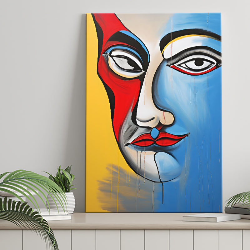 Abstract Face Art Mixed Color Canvas Prints Wall Art Home Decor, Painting Canvas, Living Room Wall Decor