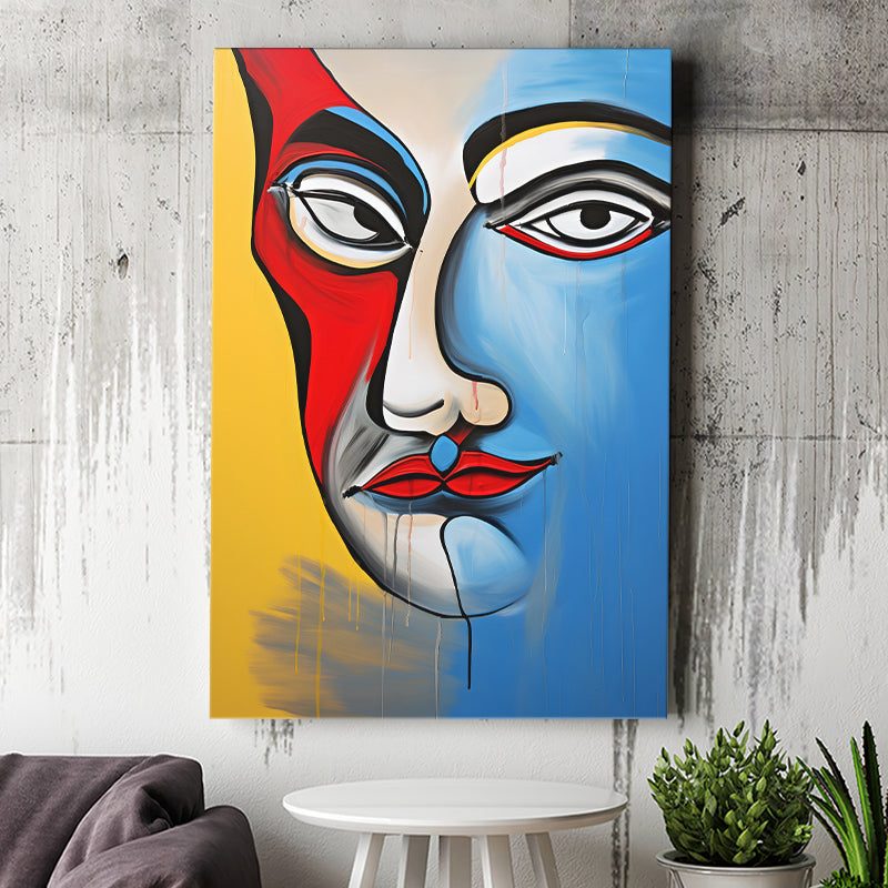 Abstract Face Art Mixed Color Canvas Prints Wall Art Home Decor, Painting Canvas, Living Room Wall Decor