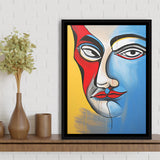 Abstract Face Art Mixed Color Framed Canvas Prints Wall Art Home Decor, Painting Canvas, Floating Frame