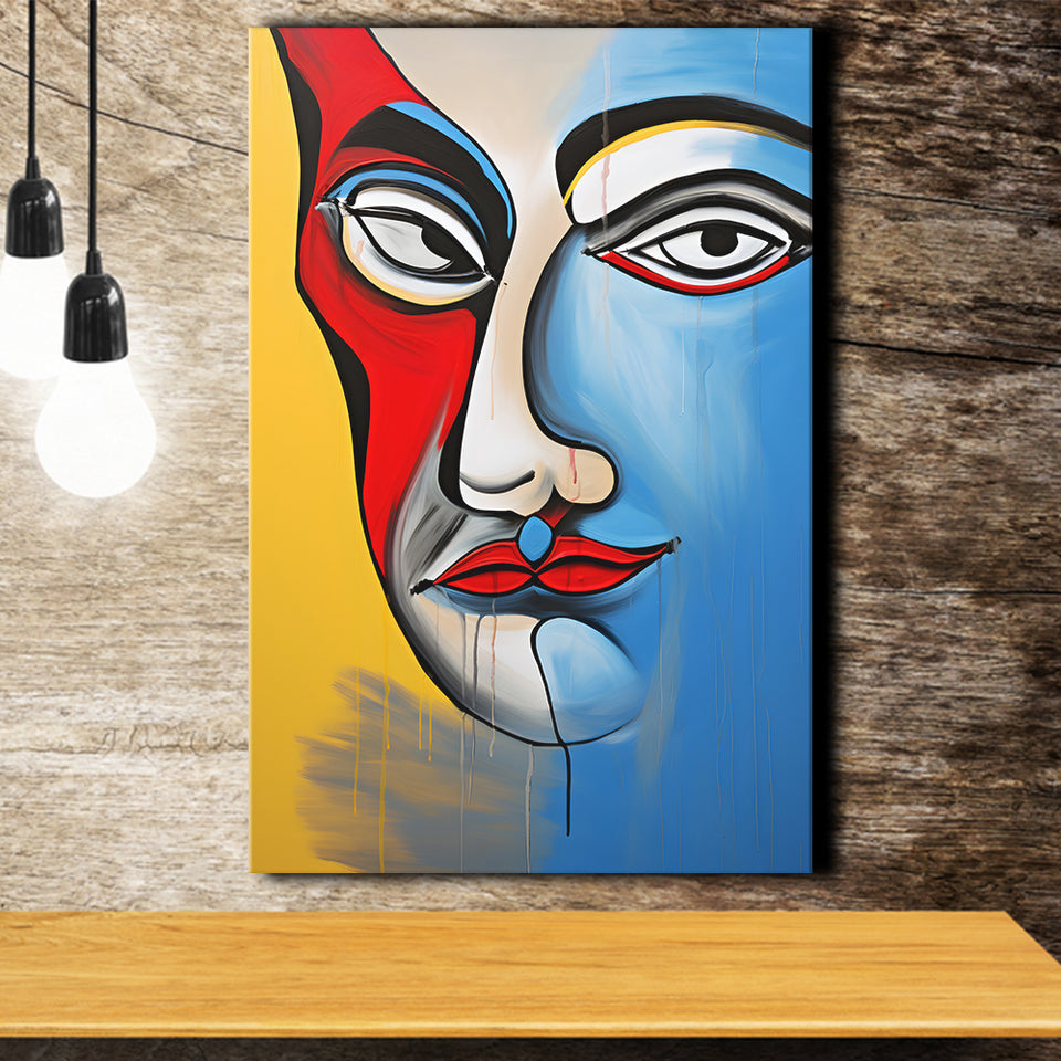 Abstract Face Art Mixed Color Canvas Prints Wall Art Home Decor, Painting Canvas, Living Room Wall Decor