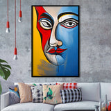 Abstract Face Art Mixed Color Framed Art Prints Wall Decor, Painting Art, Framed Picture