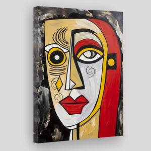 Abstract Face Red And Yellow Oil Painting V1 Canvas Prints Wall Art Home Decor, Painting Canvas, Living Room Wall Decor