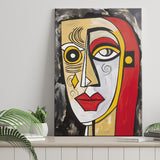Abstract Face Red And Yellow Oil Painting V1 Canvas Prints Wall Art Home Decor, Painting Canvas, Living Room Wall Decor