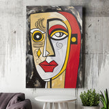 Abstract Face Red And Yellow Oil Painting V1 Canvas Prints Wall Art Home Decor, Painting Canvas, Living Room Wall Decor