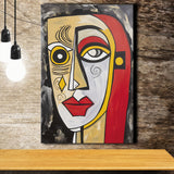 Abstract Face Red And Yellow Oil Painting V1 Canvas Prints Wall Art Home Decor, Painting Canvas, Living Room Wall Decor