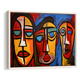 Abstract Family Three Faces Arylic Painting Framed Canvas Prints Wall Art Home Decor, Painting Canvas, Floating Frame