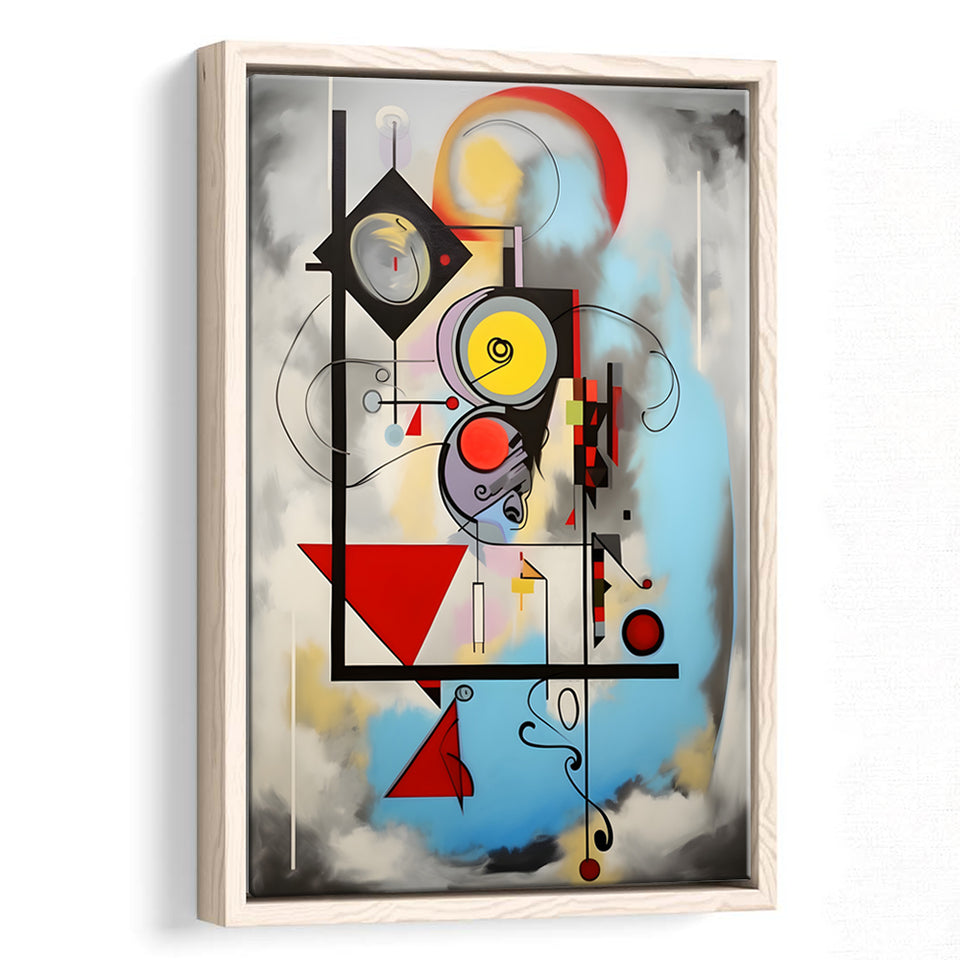 Abstract Geometric Mixcolor Painting Framed Canvas Prints Wall Art Home Decor, Painting Canvas, Floating Frame