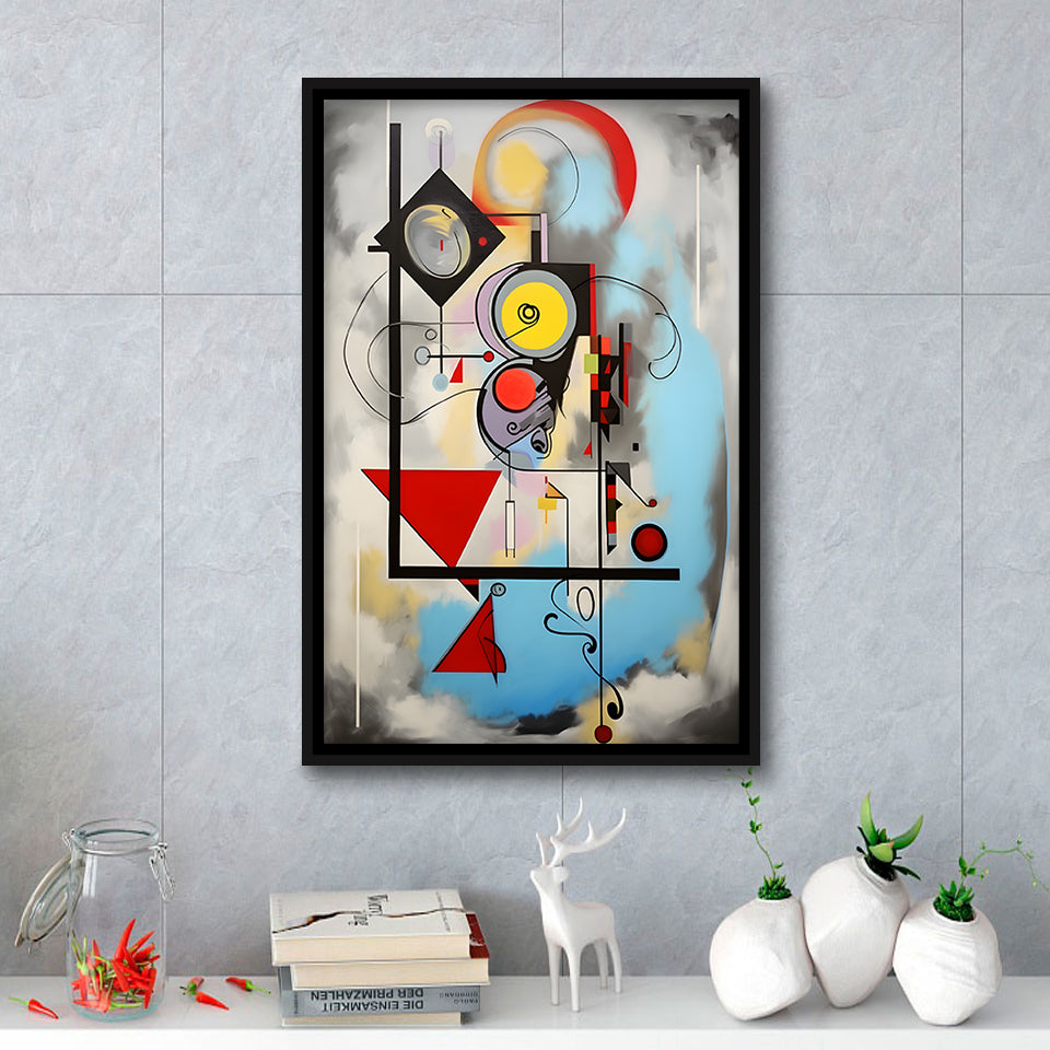 Abstract Geometric Mixcolor Painting Framed Canvas Prints Wall Art Home Decor, Painting Canvas, Floating Frame