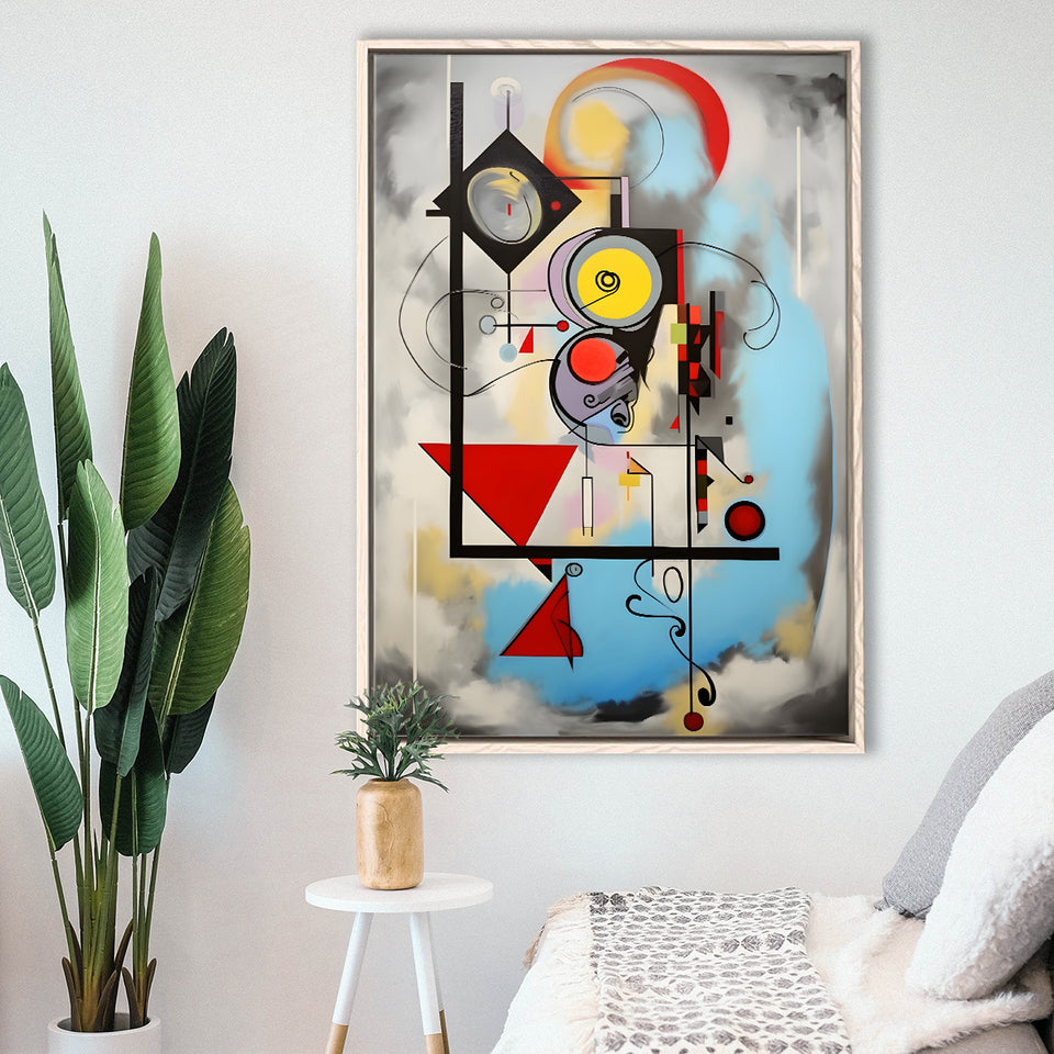 Abstract Geometric Mixcolor Painting Framed Canvas Prints Wall Art Home Decor, Painting Canvas, Floating Frame