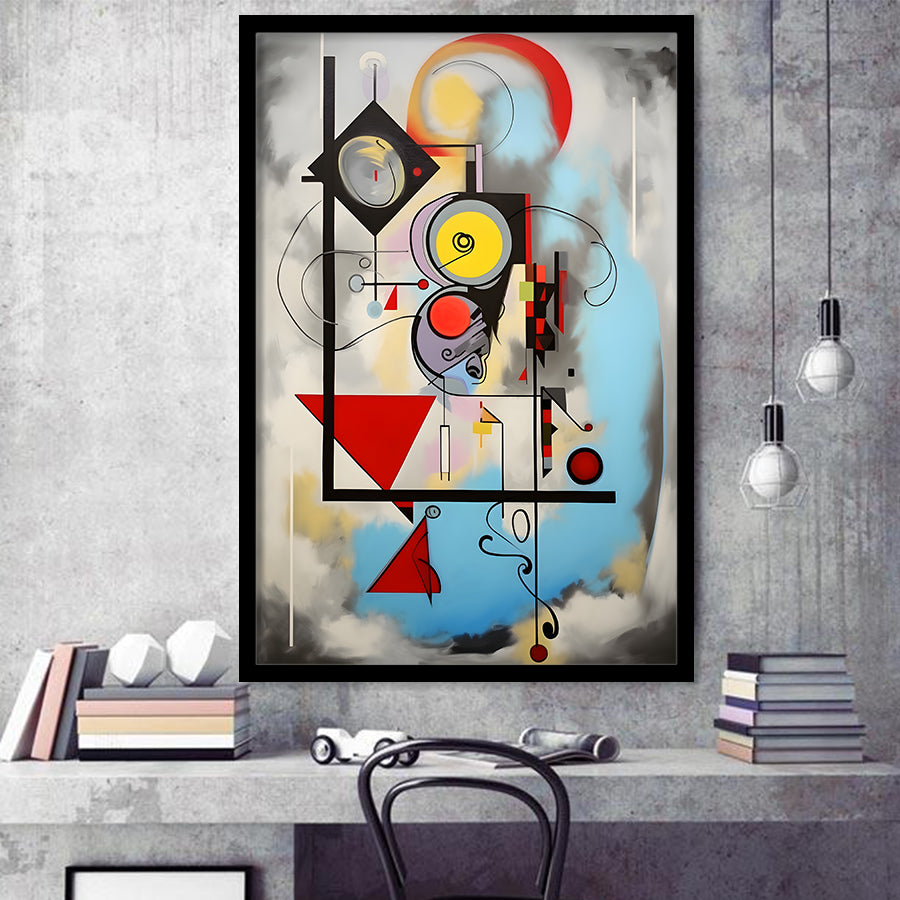 Abstract Geometric Mixcolor Painting Framed Art Prints Wall Decor, Painting Art, Framed Picture