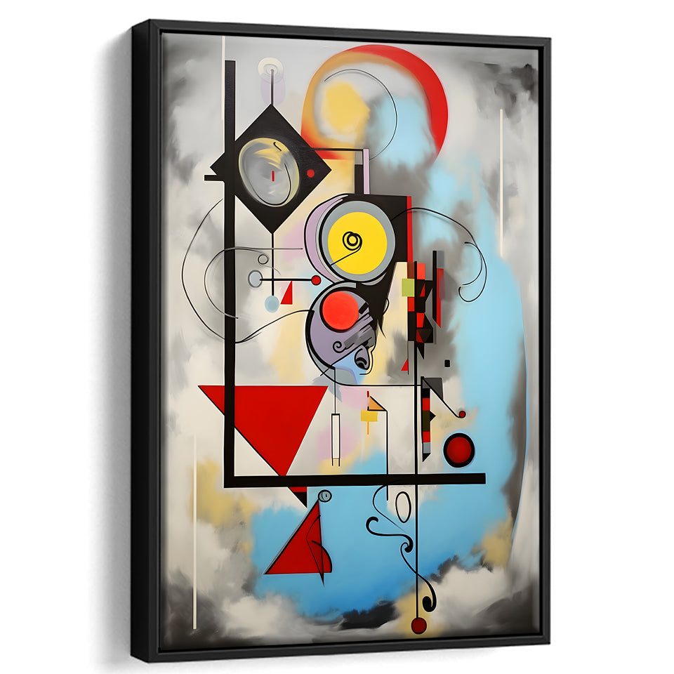 Abstract Geometric Mixcolor Painting Framed Canvas Prints Wall Art Home Decor, Painting Canvas, Floating Frame