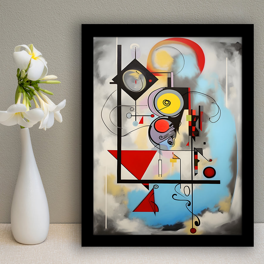 Abstract Geometric Mixcolor Painting Framed Art Prints Wall Decor, Painting Art, Framed Picture