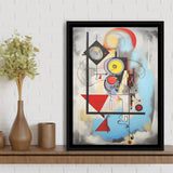 Abstract Geometric Mixcolor Painting Framed Canvas Prints Wall Art Home Decor, Painting Canvas, Floating Frame