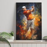 Abstract Golfer Wearing White Hat Canvas Prints Wall Art Home Decor, Painting Canvas, Living Room Wall Decor