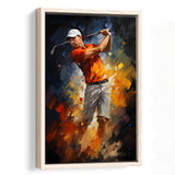 Abstract Golfer Wearing White Hat Framed Canvas Prints Wall Art Home Decor, Painting Canvas, Floating Frame