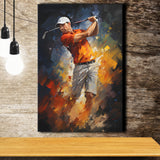 Abstract Golfer Wearing White Hat Canvas Prints Wall Art Home Decor, Painting Canvas, Living Room Wall Decor