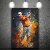 Abstract Golfer Wearing White Hat Canvas Prints Wall Art Home Decor, Painting Canvas, Living Room Wall Decor