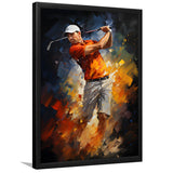 Abstract Golfer Wearing White Hat Framed Art Prints Wall Decor, Painting Art, Framed Picture