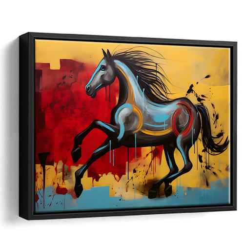 Abstract Horse Colorful Luxury Painting V7 Framed Canvas Prints Wall Art Home Decor, Painting Canvas, Floating Frame